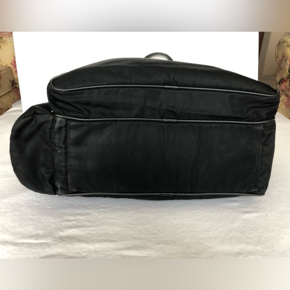 Prada carryall tote Convertible Crossbody Black Nylon Leather trim Travel bag - Picture 5 of 16